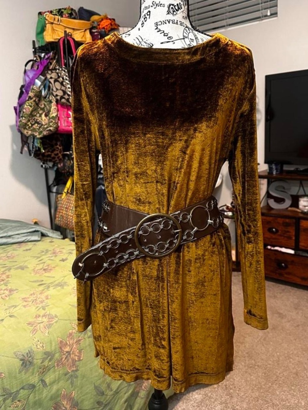 Vintage BCBG Paris Brown velvet midi dress